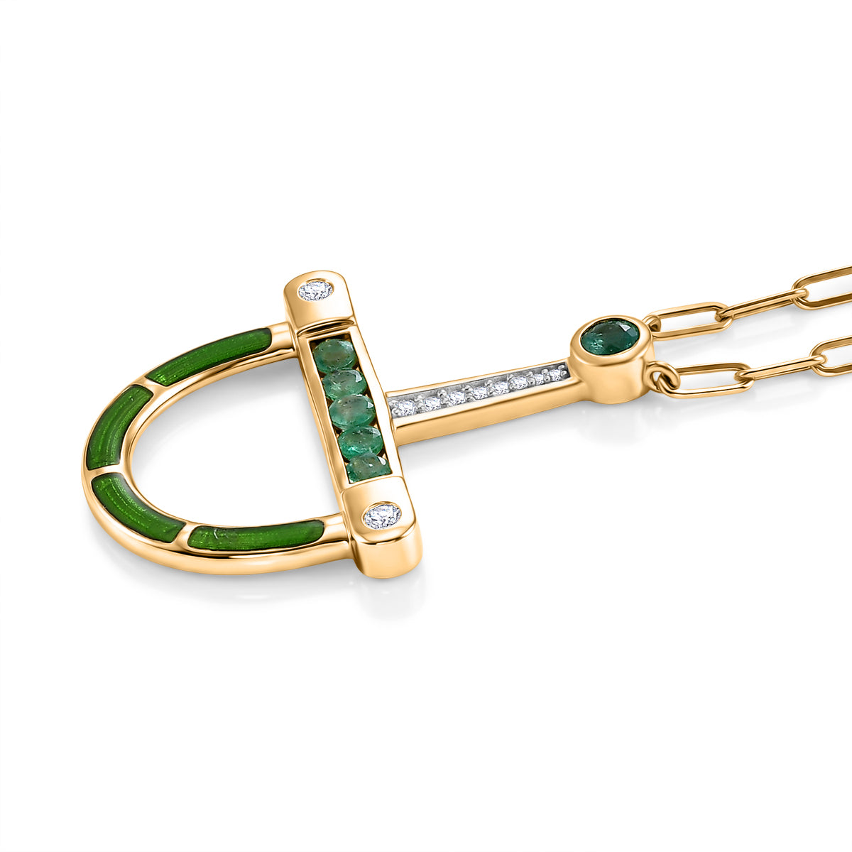 D'Joy AAA Kagem Sambischer Smaragd Halskette ca. 50 cm 925 Silber 750 Gelbgold vermeil ca. 0.59 ct