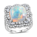 D'Joy AA Natürlicher, äthiopischer Welo Opal, Moissanit Ring 925 Silber Rhodiniert (Größe 20.00) ca. 6,20 ct