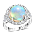 D'Joy AA Natürlicher, äthiopischer Welo Opal, Moissanit Ring 925 Silber Rhodiniert (Größe 20.00) ca. 4,63 ct