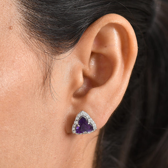 D'Joy AA Amethyst, Moissanit AGI zertifiziert Ohrringe 925 Silber Rhodiniert ca. 3,62 ct.