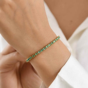 D'Joy AAA Kagem Sambischer Smaragd Armband ca. 20 cm 925 Silber 750 Gelbgold vermeil ca. 7,29 ct.