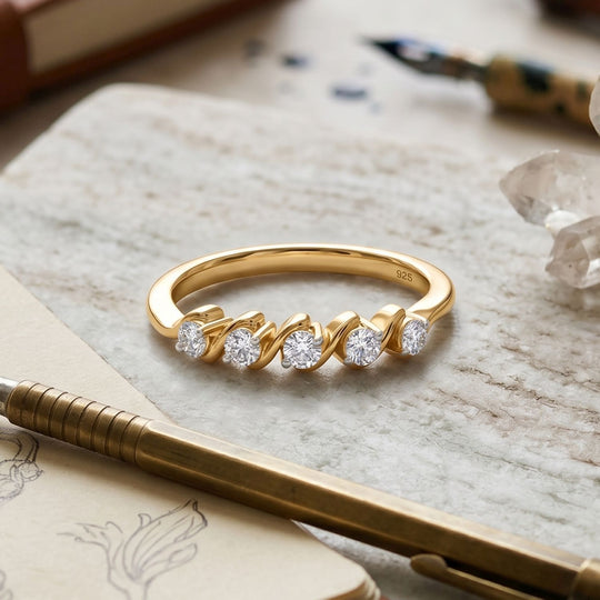 LUXURIANT DIAMOND - Lab Grown Diamant SI-GH Ring 925 Silber 750 Gelbgold vermeil (Größe 17.00) ca. 0,25 ct
