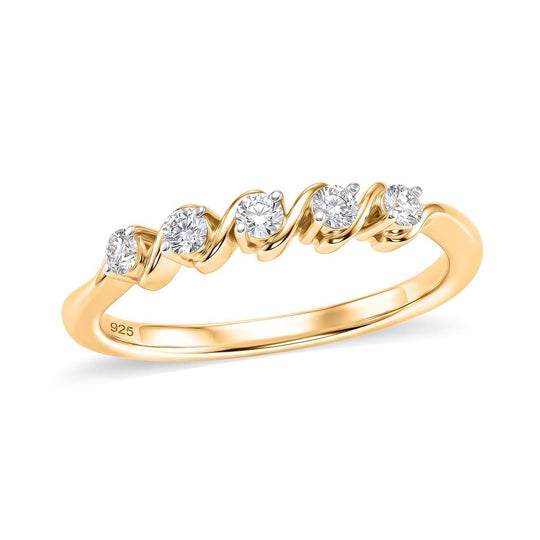 LUXURIANT DIAMOND - Lab Grown Diamant SI-GH Ring 925 Silber 750 Gelbgold vermeil (Größe 17.00) ca. 0,25 ct