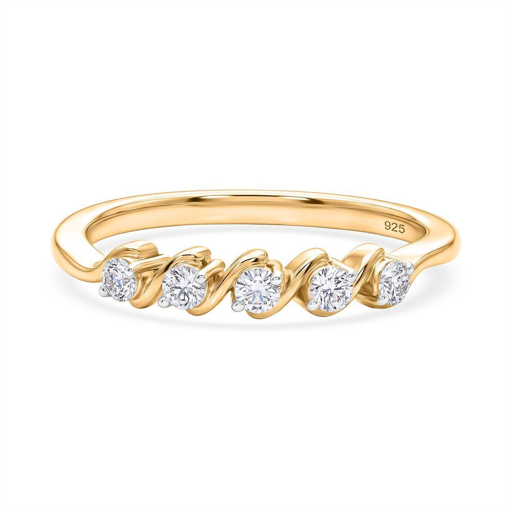 LUXURIANT DIAMOND - Lab Grown Diamant SI-GH Ring 925 Silber 750 Gelbgold vermeil (Größe 20.00) ca. 0,25 ct