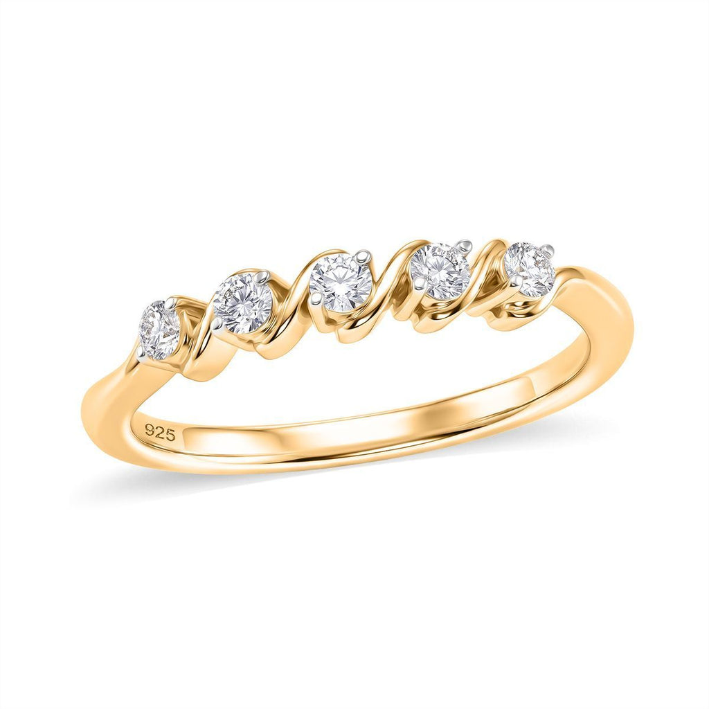 LUXURIANT DIAMOND - Lab Grown Diamant SI-GH Ring 925 Silber 750 Gelbgold vermeil (Größe 20.00) ca. 0,25 ct