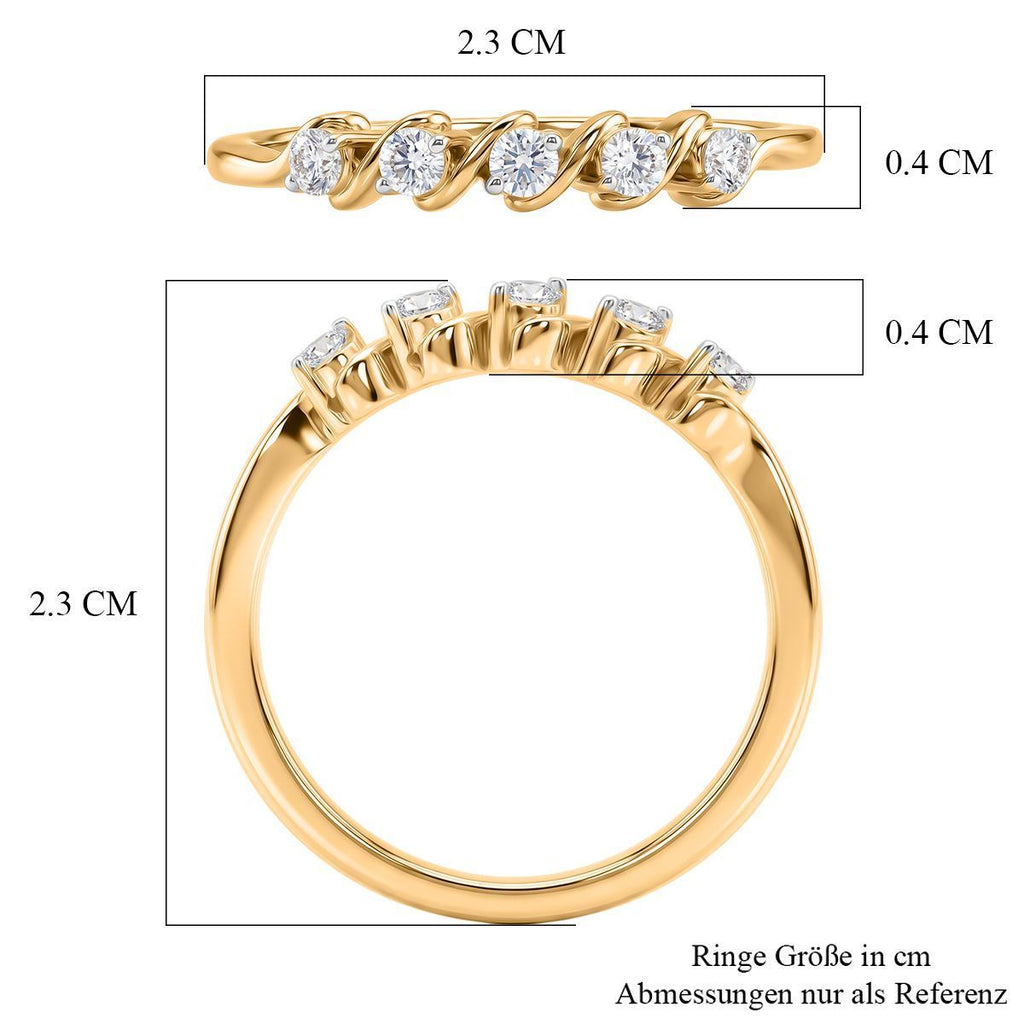 LUXURIANT DIAMOND - Lab Grown Diamant SI-GH Ring 925 Silber 750 Gelbgold vermeil (Größe 20.00) ca. 0,25 ct