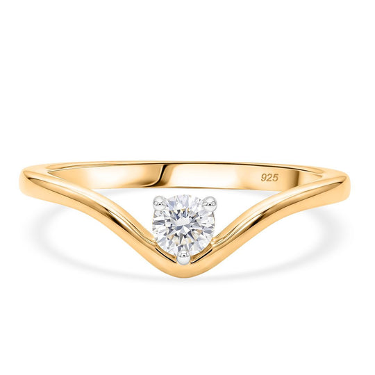 LUXURIANT DIAMOND - Lab Grown Diamant SI-GH Ring 925 Silber 750 Gelbgold vermeil (Größe 17.00) ca. 0.25 ct