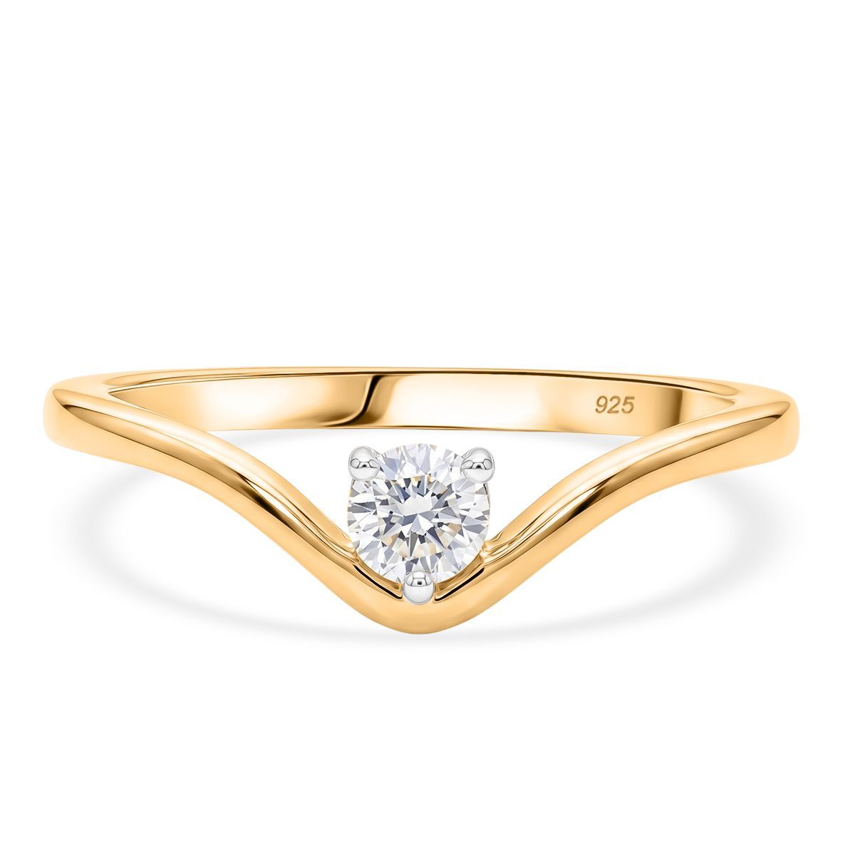 LUXURIANT DIAMOND - Lab Grown Diamant SI-GH Ring 925 Silber 750 Gelbgold vermeil (Größe 17.00) ca. 0.25 ct