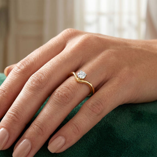 LUXURIANT DIAMOND - Lab Grown Diamant SI-GH Ring 925 Silber 750 Gelbgold vermeil (Größe 17.00) ca. 0.25 ct