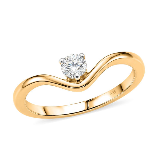 LUXURIANT DIAMOND - Lab Grown Diamant SI-GH Ring 925 Silber 750 Gelbgold vermeil (Größe 17.00) ca. 0.25 ct