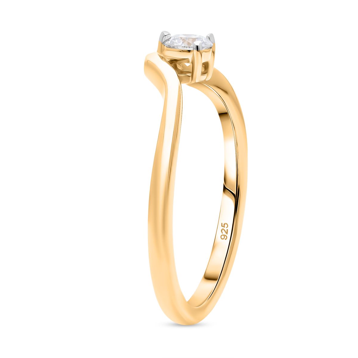 LUXURIANT DIAMOND - Lab Grown Diamant SI-GH Ring 925 Silber 750 Gelbgold vermeil (Größe 17.00) ca. 0.25 ct