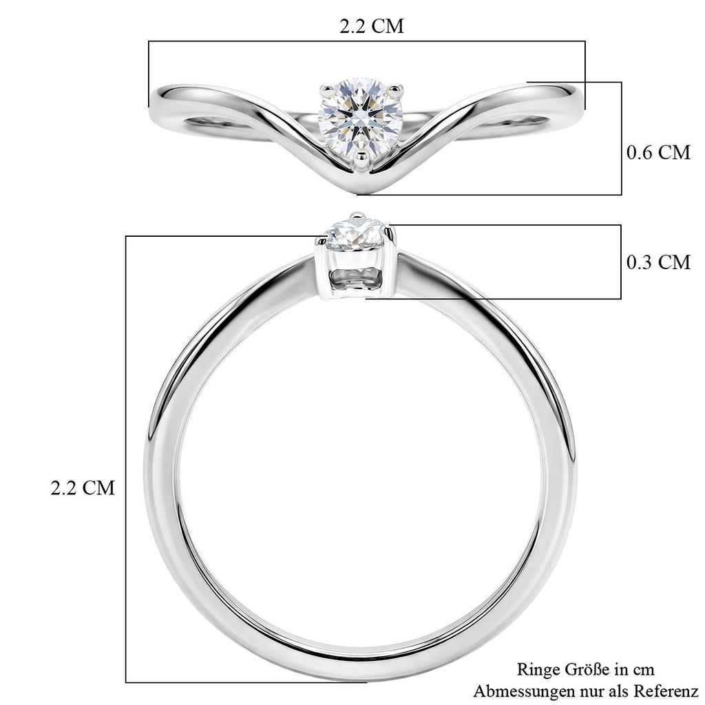 LUXURIANT DIAMOND - Lab Grown Diamant SI-GH Ring 925 Silber 750 Gelbgold vermeil (Größe 17.00) ca. 0.25 ct
