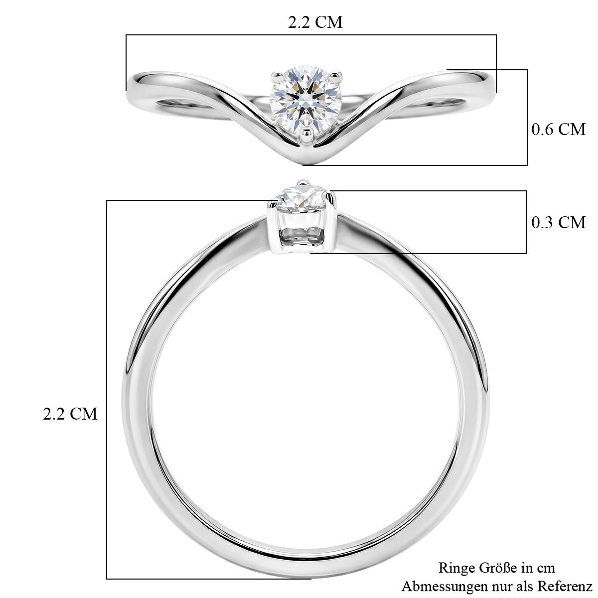 LUXURIANT DIAMOND - Lab Grown Diamant SI-GH Ring 925 Silber 750 Gelbgold vermeil (Größe 17.00) ca. 0.25 ct