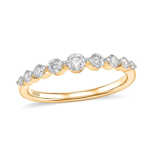 LUXURIANT DIAMOND - Lab Grown Diamant SI-GH SGL zertifiziert Ring 925 Silber 750 Gelbgold vermeil (Größe 20.00) ca. 0.50 ct