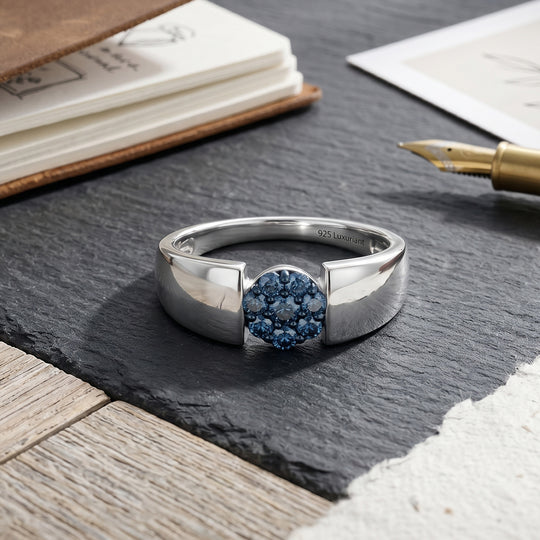 LUXURIANT DIAMOND - Lab Grown Blauer Diamant SI Ring 925 Silber Rhodiniert (Größe 20.00) ca. 0,25 ct