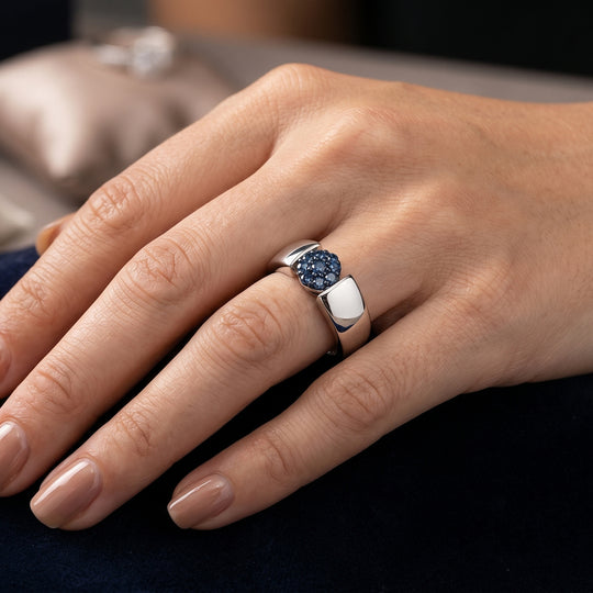 LUXURIANT DIAMOND - Lab Grown Blauer Diamant SI Ring 925 Silber Rhodiniert (Größe 20.00) ca. 0,25 ct