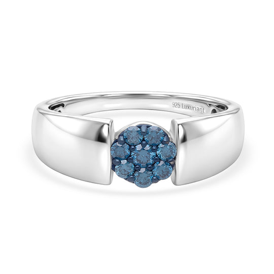 LUXURIANT DIAMOND - Lab Grown Blauer Diamant SI Ring 925 Silber Rhodiniert (Größe 20.00) ca. 0,25 ct