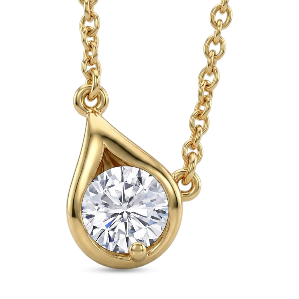 D'Joy 100 Facetten Moissanit Halskette ca. 50 cm 925 Silber 750 Vergoldet ca. 0.81 ct