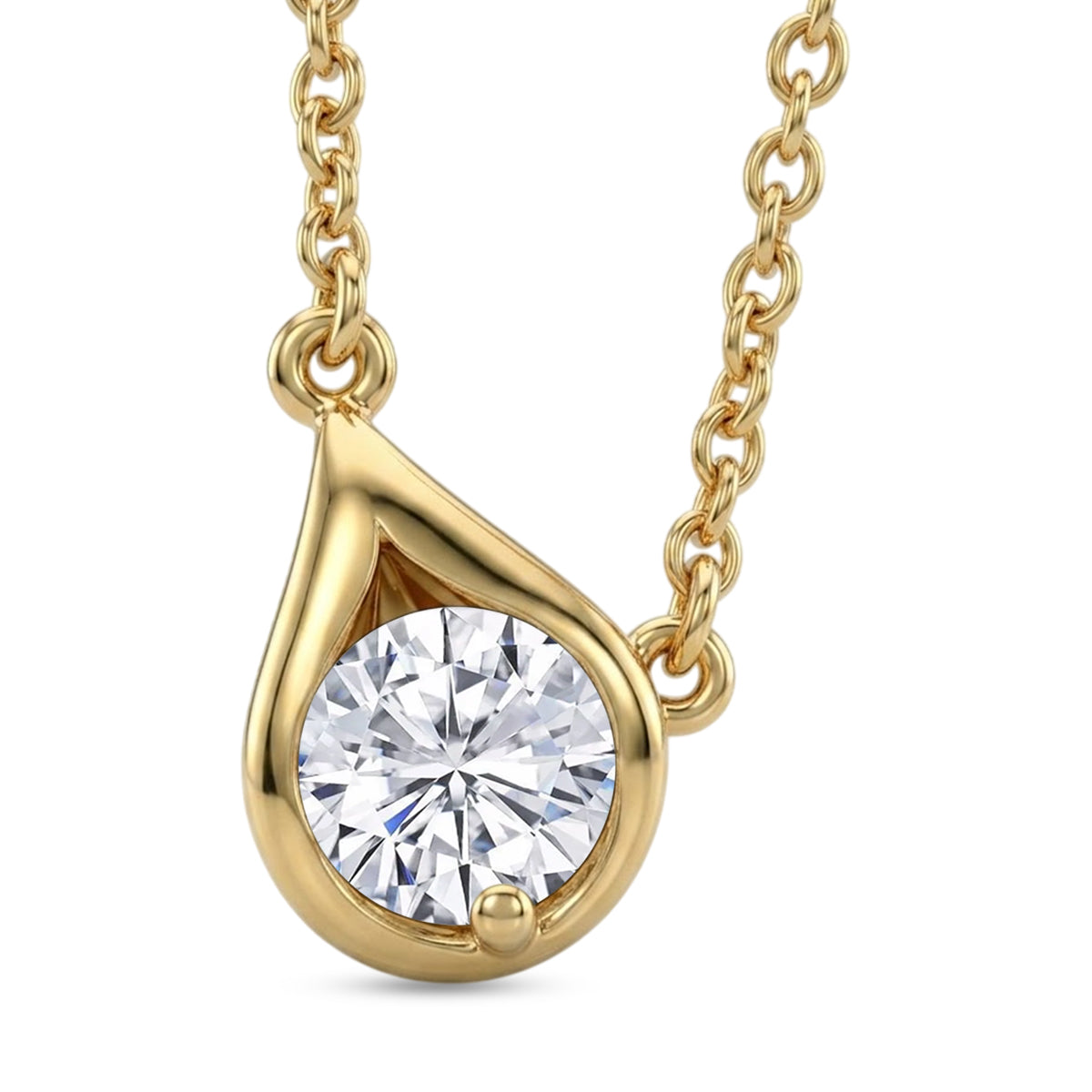 D'Joy 100 Facetten Moissanit Halskette ca. 50 cm 925 Silber 750 Vergoldet ca. 0,81 ct.