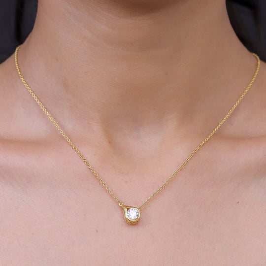 D'Joy 100 Facetten Moissanit Halskette ca. 50 cm 925 Silber 750 Vergoldet ca. 0.81 ct
