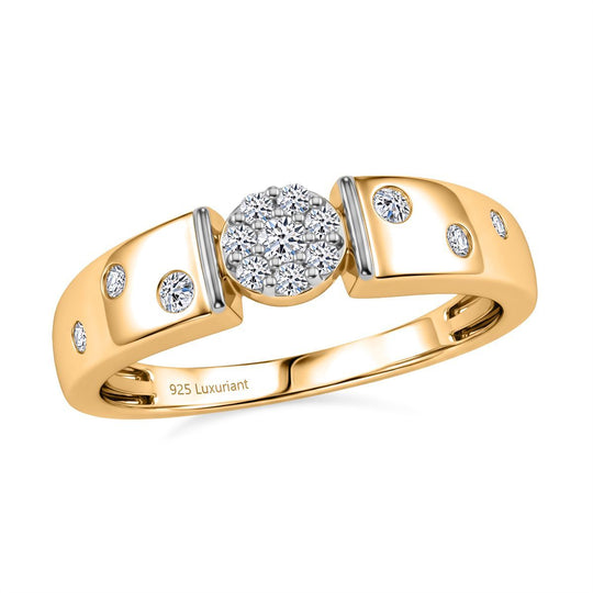 LUXURIANT DIAMOND - Lab Grown Diamant SI-GH Ring 925 Silber 750 Gelbgold vermeil (Größe 21.00) ca. 0.25 ct