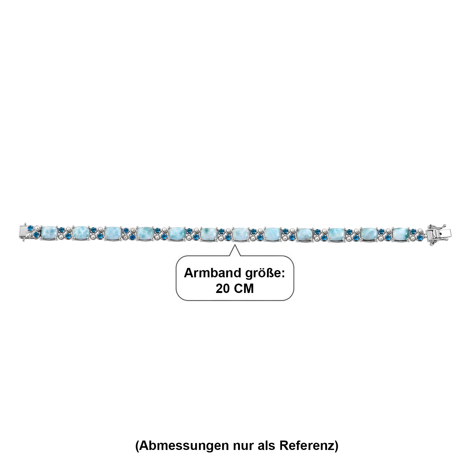 D'Joy AA Larimar, Neon Apatit Armband ca. 20 cm 925 Silber Rhodiniert