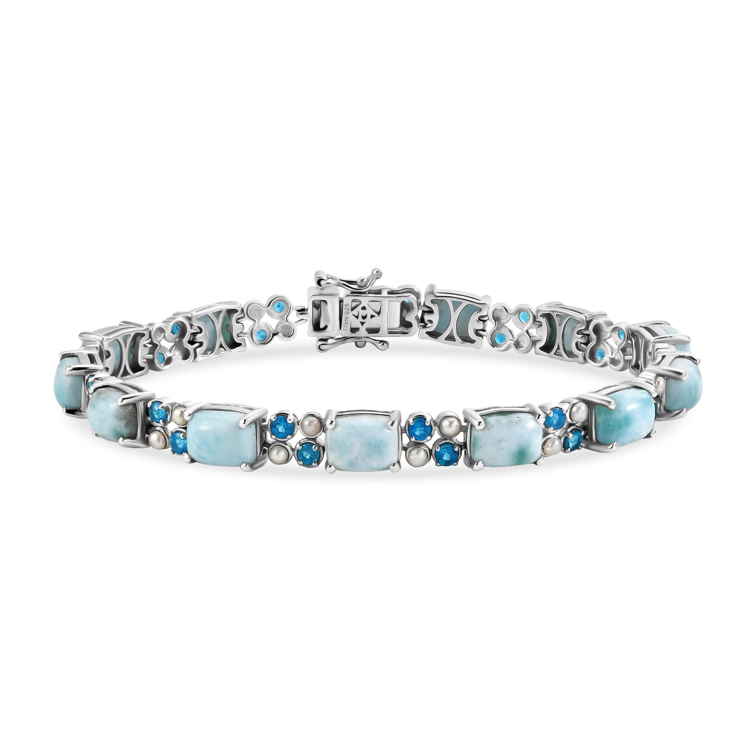 D'Joy AA Larimar, Neon Apatit Armband ca. 20 cm 925 Silber Rhodiniert