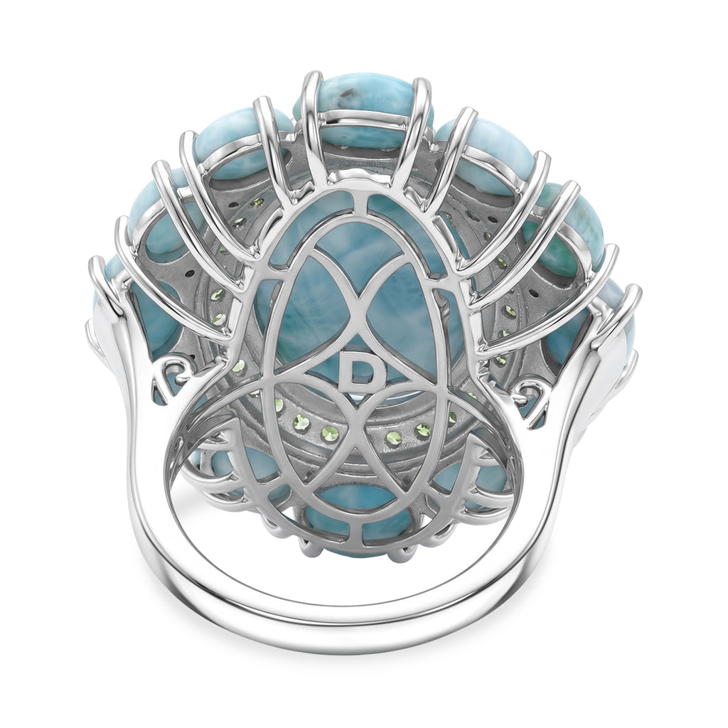 D'Joy Larimar Ring 925 Silber Rhodiniert (Größe 17.00) ca. 23,34 ct
