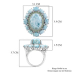 D'Joy Larimar Ring 925 Silber Rhodiniert (Größe 17.00) ca. 23,34 ct