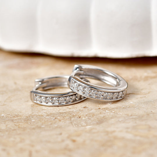 Moissanit Ohrringe 925 Silber 750 Vergoldet ca. 0.18 ct