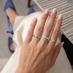 Designer Inspirierter Diamantschliff Ring, 925 Silber Platiniert, (Größe 20.00)