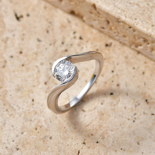 D'Joy Moissanit Ring 925 Silber Gold (Größe 21.00) ca. 0,79 ct