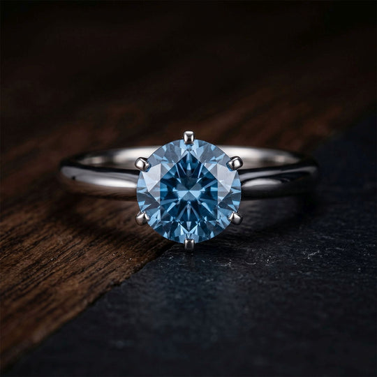LUXURIANT DIAMOND - Lab Grown Blauer Diamant SI Ring 925 Silber Rhodiniert (Größe 20.00) ca. 1,78 ct