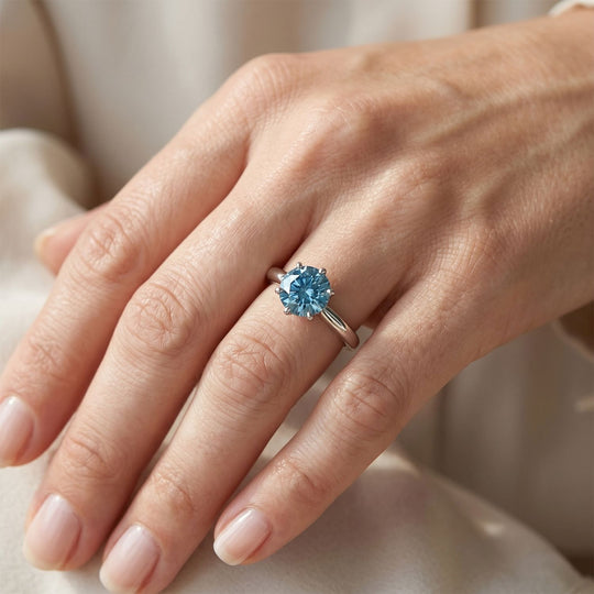 LUXURIANT DIAMOND - Lab Grown Blauer Diamant SI Ring 925 Silber Rhodiniert (Größe 20.00) ca. 1,78 ct