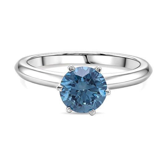 LUXURIANT DIAMOND - Lab Grown Blauer Diamant SI Ring 925 Silber Rhodiniert (Größe 20.00) ca. 1,78 ct