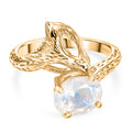 GP - AA Regenbogen Mondstein, Kanchanaburi Blauer Saphir Ring 925 Silber 750 Vergoldet (Größe 17.00) ca. 1,96 ct