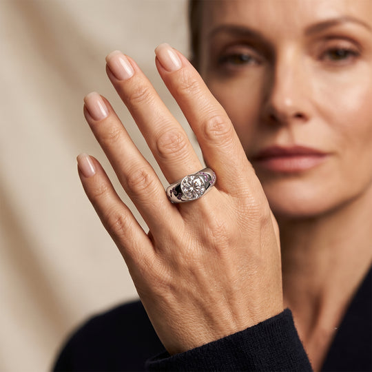 Weißer Zirkonia, Lila Zirkonia Ring Nickelfreies Messing Rhodiniert (Größe 21.00)