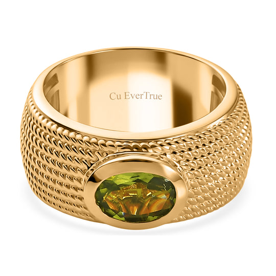 EVER TRUE Natürlicher Peridot Rin,  950 Kupfer (Größe 21.00) ca. 1.21 ct
