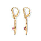D'Joy Flamingo Mondstein, Schwarzer Spinell Ohrringe 925 Silber Gold ca. 1,00 ct.