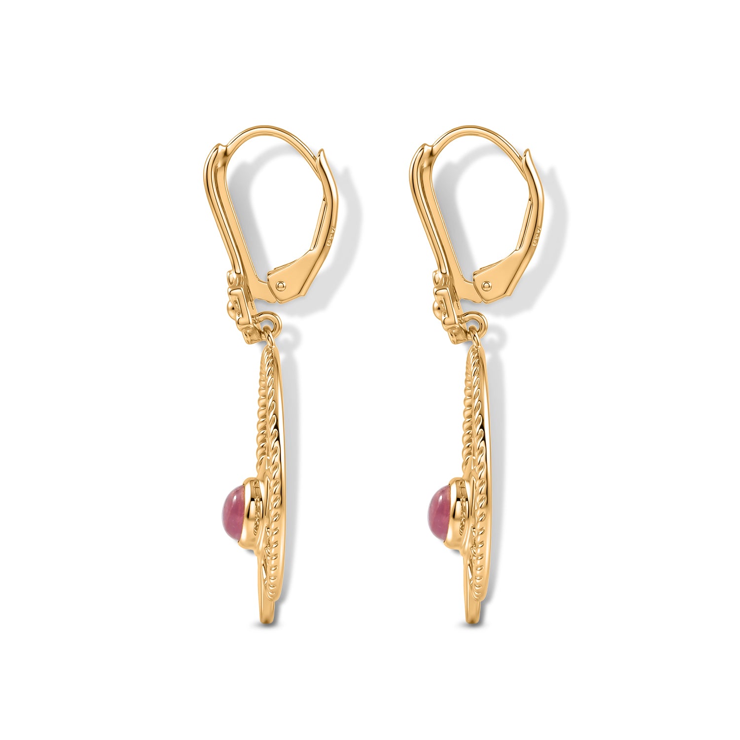 D'Joy Flamingo Mondstein, Schwarzer Spinell Ohrringe 925 Silber Gold ca. 1,00 ct.