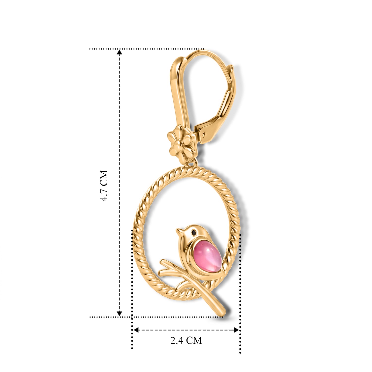 D'Joy Flamingo Mondstein, Schwarzer Spinell Ohrringe 925 Silber Gold ca. 1.00 ct
