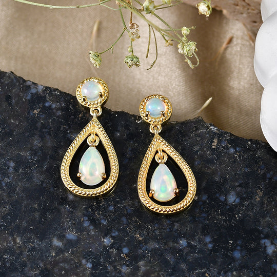 EVER TRUE AA Natürlicher, äthiopischer Welo Opal Ohrringe Reine Bronze Gold ca. 1.56 ct