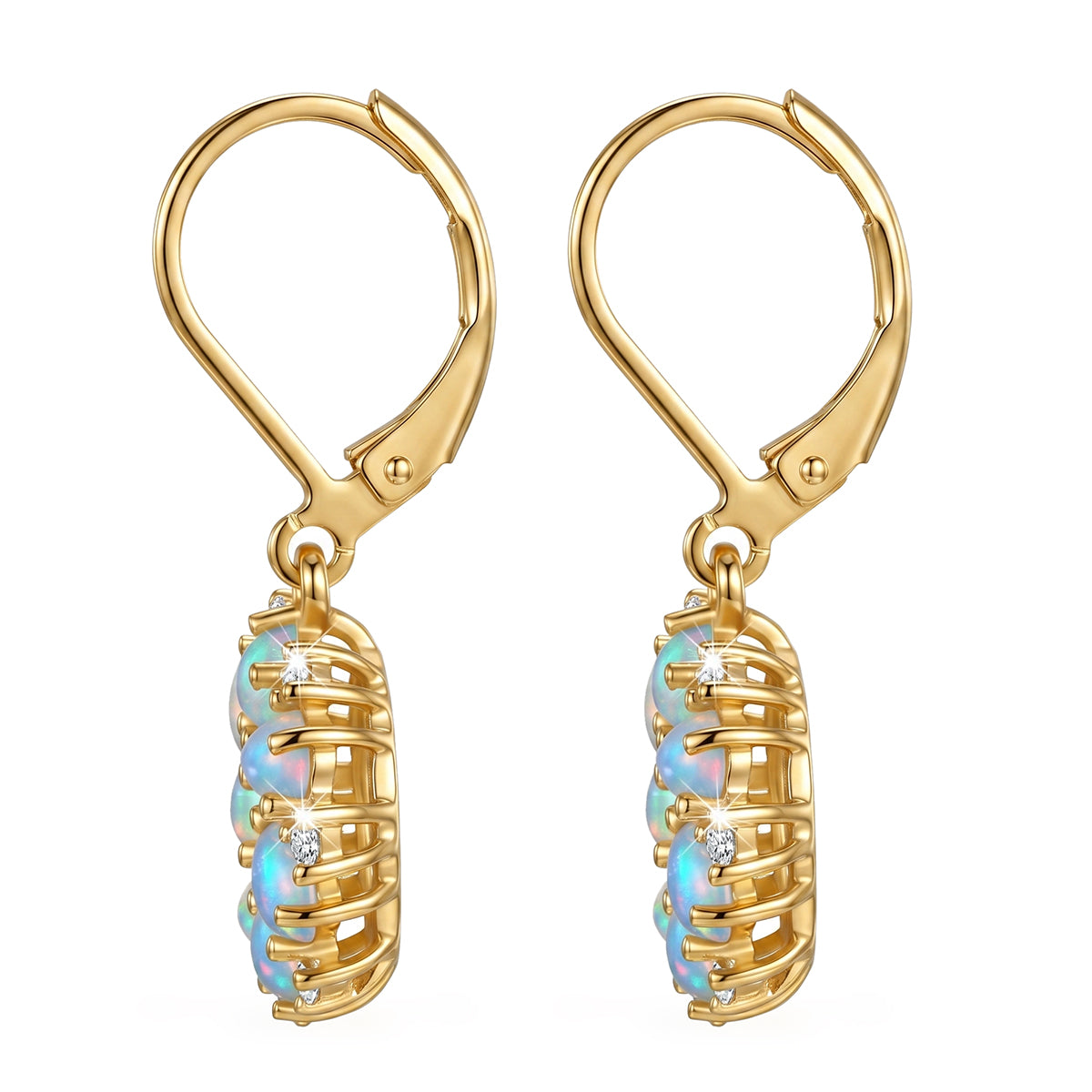 EVER TRUE AA Natürlicher, äthiopischer Welo Opal, Weißer Zirkon Ohrringe Reine Bronze ca. 1.72 ct