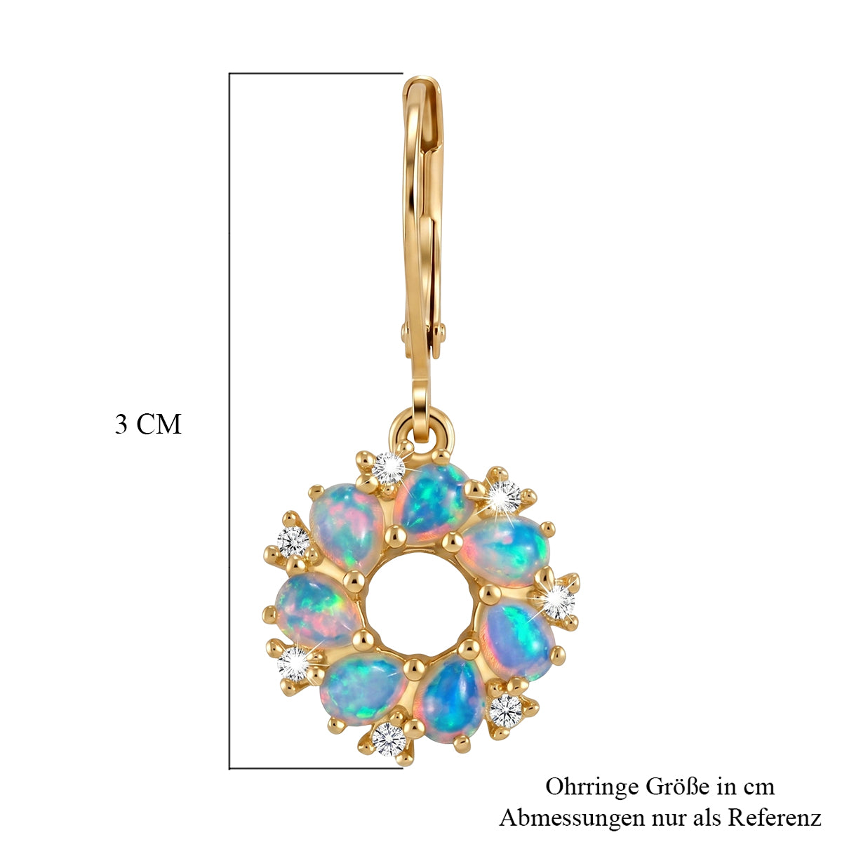 EVER TRUE AA Natürlicher, äthiopischer Welo Opal, Weißer Zirkon Ohrringe Reine Bronze ca. 1.72 ct