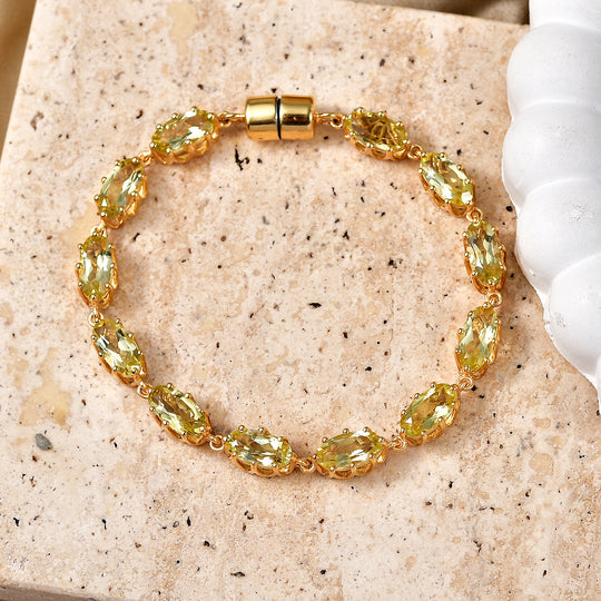 D'Joy AAA Ouro Verde-Quarz Armband ca. 18 cm 925 Silber 750 Gelbgold vermeil ca. 11,84 ct.