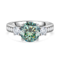 D'Joy Blauer Moissanit, Moissanit Ring 925 Silber Rhodiniert (Größe 21.00) ca. 2,29 ct
