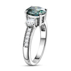 D'Joy Blauer Moissanit, Moissanit Ring 925 Silber Rhodiniert (Größe 21.00) ca. 2,29 ct