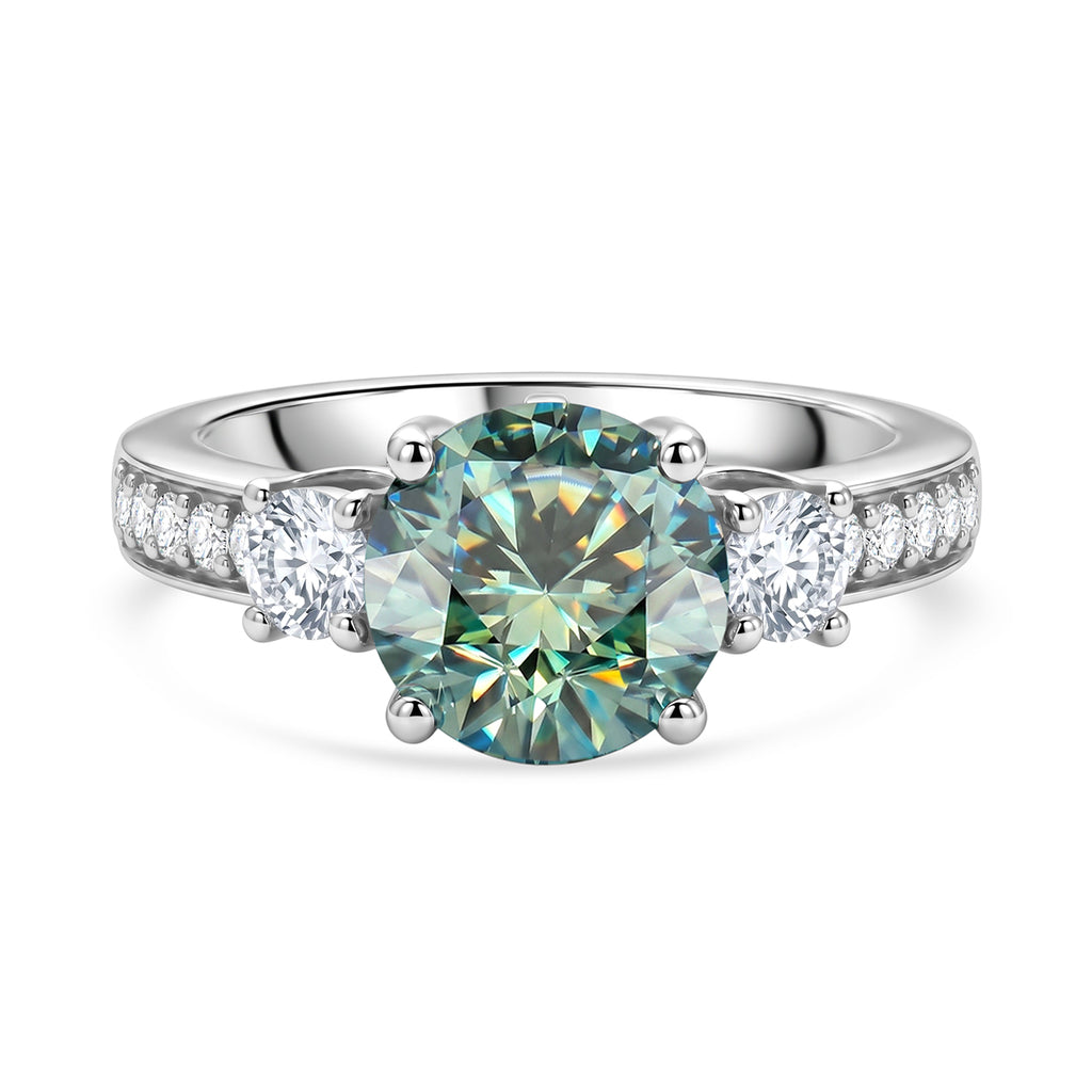 D'Joy Blauer Moissanit, Moissanit Ring 925 Silber Rhodiniert (Größe 21.00) ca. 2,29 ct