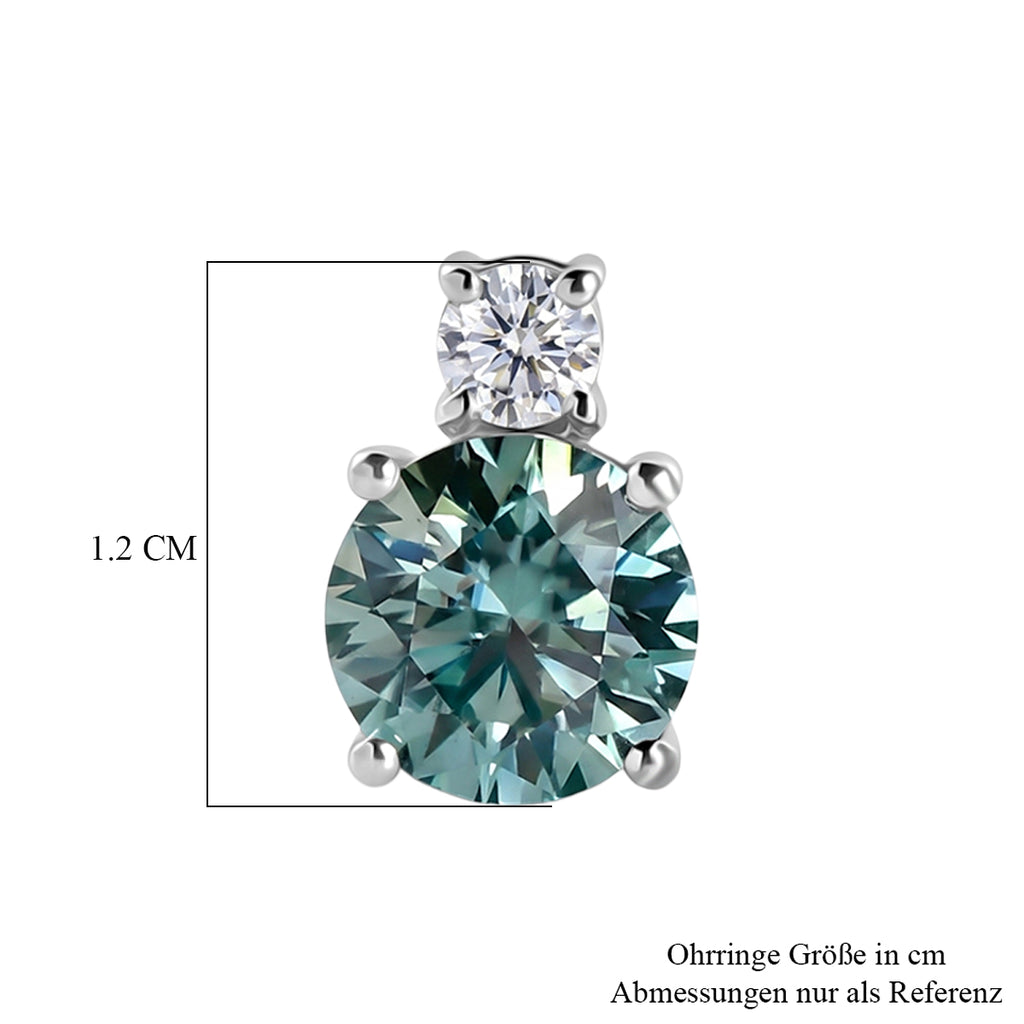 D'Joy Blauer Moissanit, Moissanit Ohrringe 925 Silber Rhodiniert ca. 3,86 ct.