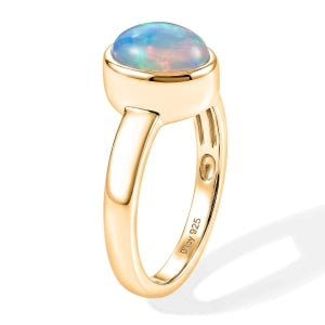 D'Joy AA Natürlicher, äthiopischer Welo Opal Ring 925 Silber 750 Gelbgold vermeil (Größe 18.00) ca. 1,06 ct